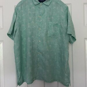 Vineyard Vines Mint Green Leaf Print Men's Shirt